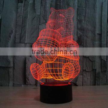 3D Optical Night Light Lovely Bear 7 RGB Light Colors 10 LEDs AA Battery or DC 5V Mixed Lot photo-3