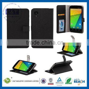 C&T Leather Built-in Credit Card/ID Card Slot flip case for lg nexus 5