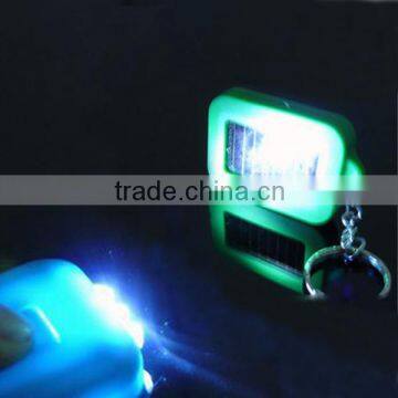 New Fashion Mixed Color Solar Portable LED Light Keychain / Mini Flashlight Key Ring Survial Gadget 3 LED
