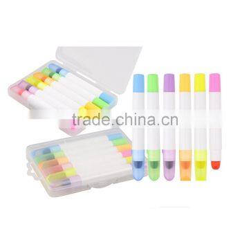 Beautiful color 5/6 colors 1 box promotional wax crayon highlighter plastic pen gifts pen