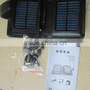 1W PU wallet style/ solar folding charger/cable connector