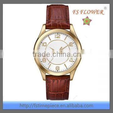 FS FLOWER - Fashionable Men Brown Color Leather Quartz Watch Good Price