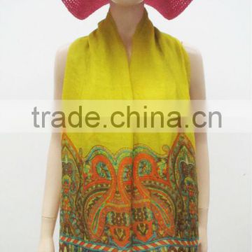 Long yellow scarf,Polyester printed scarf,Scarf for women