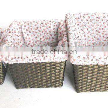 Square PP Rattan Storage Basket Set of Three