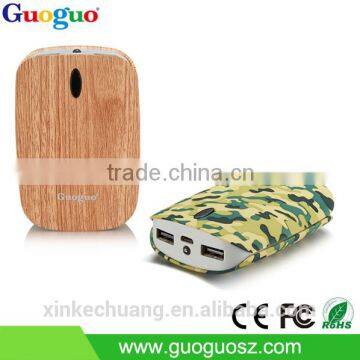 Guoguo promotion dual usb portable wood power bank 6000mah for iphone,ipad