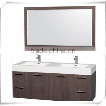 60 inch Gray oak Wall hung Double Sink Bathroom Vanity From LANO LN-T1440