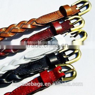 hotsale high quality PU braided leather belts for ladies