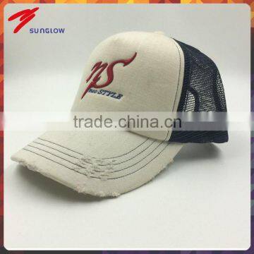 High quality 3D embroidery logo cotton herringbone trucker hats
