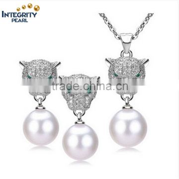 Nice Freshwater Pearl Jewelry Sets 925 Sterling Silver pendant Necklace,Pearl Earrings and ring,Women Wedding Jewelry Sets