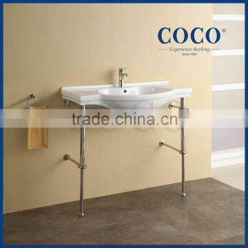 Bathroom stainless cabinet with ceramic basin