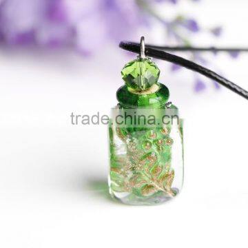 Wholesale square shape lampwork aromatherapy pendant mood necklace, Perfume bottles new style necklace