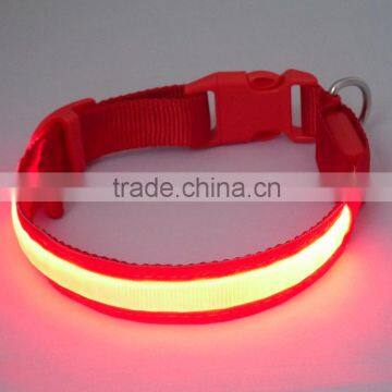 Nylon LED Dog Night Safety Collar Flashing Light up W/circular Pendant Collar Green