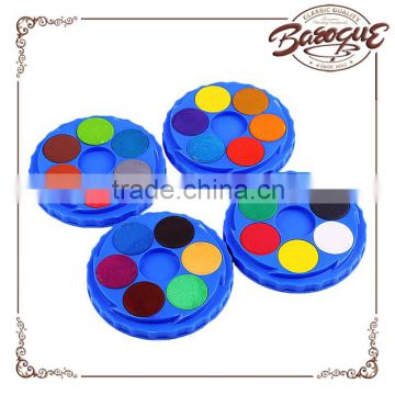 Pofessional dry powder watercolor paint cakes professional quality,plastic round boxes for watercolor paint set