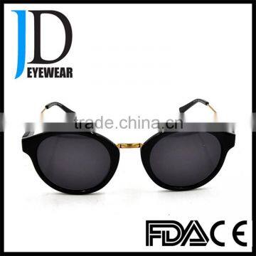 Customized high quality round Acetate Mixed Metal Polarized mirror sunglasses for men