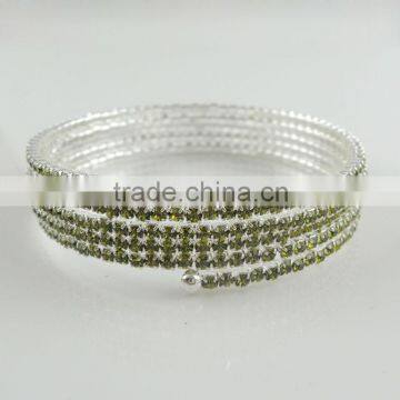 New Rhinestone Wraparound Coil Bracelet 5 Row olivine Bracelet B32089