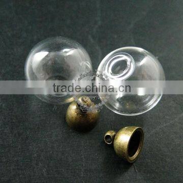 16mm round glass dome one end open with bronze bail vintage style pendant charm DIY supplies 1810412