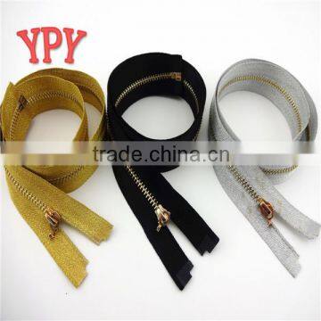 3# satin tape metal zipper With light gold teeth