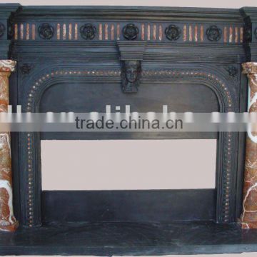 hand carved stone indoor fireplace