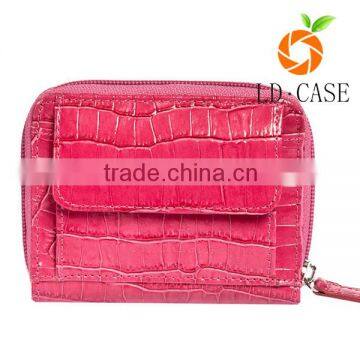 small ladies fashion vintage leather hard case wallet with coin pocket