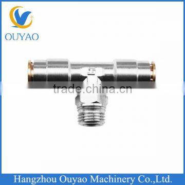 Stainless Steel Compressed T-shape Male Pneumatic Push-in Tee Pipe Fittings