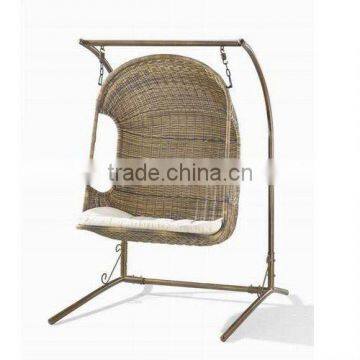 outdoor garden wrought iron rattan swing chair