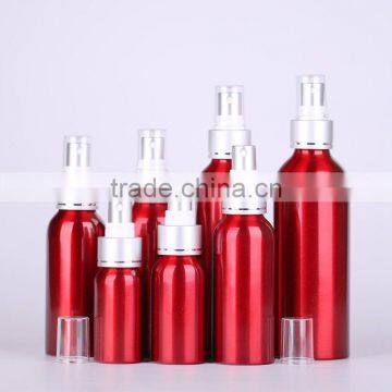 Wholesale 30ml -500ml red empty aluminum spray bottle water mist spray bottle for cosmetic packaging