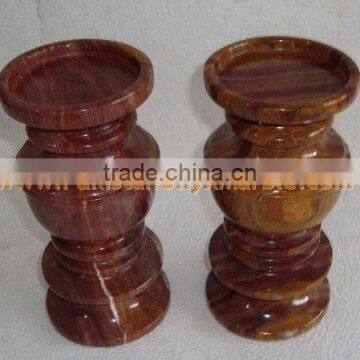 NATURAL COLOR ONYX CANDLE HOLDERS STANDS photo-6