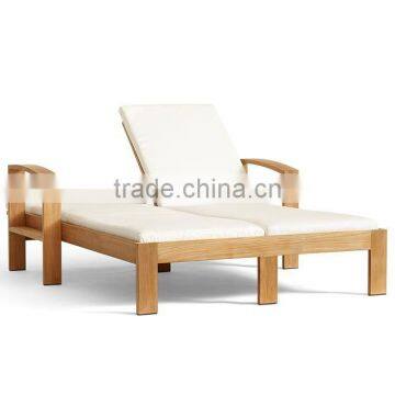 Solid Wood Double Garden Sun Lounger Wooden Beach Lounge Chair photo-2
