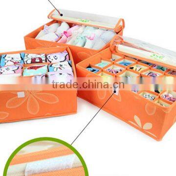 Fashion 7Lattices Oxford Fabric Socks Bra Covered Fabric Storage Box photo-6