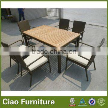 2014 New Patio Outdoor Garden Rattan Teakwood Dining Table photo-4