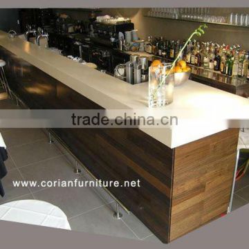 Low price Acrylic solid surface solid wood built custom sized coffee bar counter