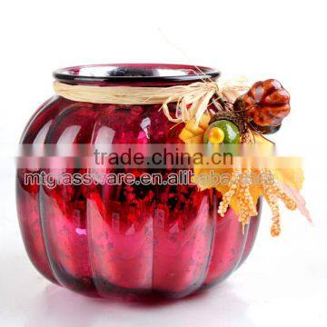 Halloween Theme Glass Candle Holder With Hanging Decar