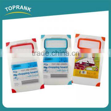 Cheap Custom Color Food Grade Rectangle Plastic Cutting Board With Strainer photo-3