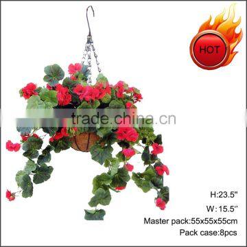 Hot sale hanging silk begonia flowers in basket