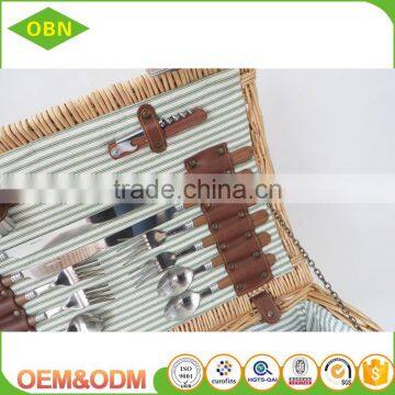 China Factory Custom Cheap Wholesale Personalized Luxury 4 - 6 Person Willow Woven Wicker Picnic Basket Set photo-4
