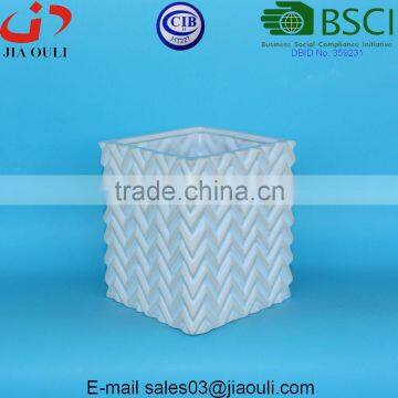 New Design Whitewash and Glazed Ceramic Planters Square Flower Pots photo-3