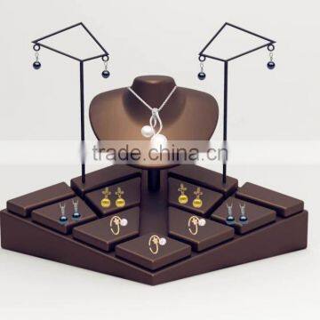 Custom Design Jewelry Decoration Shop Earring Necklace Ring Leather Jewelry Display Set photo-3