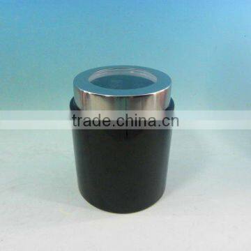 Black ceramic screw lid canister for tea packing