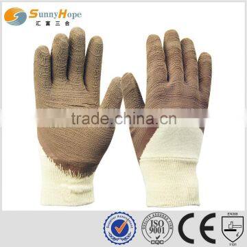 SUNNYHOPE brown Latex Coated back open safety Gloves