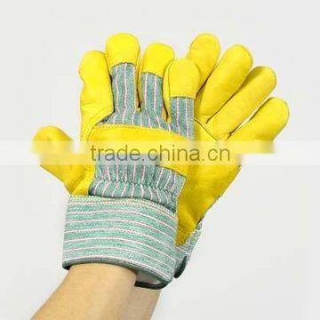 Beige pig grain leather work glove