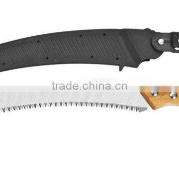 wooden handle tool" pruning saw:" with grinded teeth