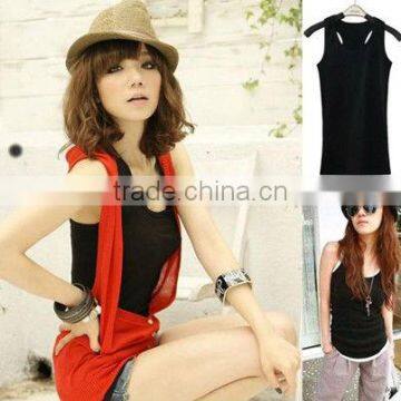 HOT Women's Lady Black Tank Top Sweet Girl Vest Sleeveless Elastic Sexy T-shirts