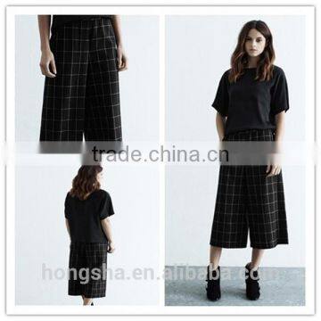 On Alibaba.com 2015 Spring Style for Women Trousers Check Culottes HSC8115