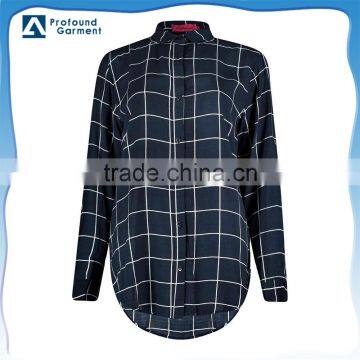 Ladies printed checked shirts plaid shirt/girls custom new checked shirt design