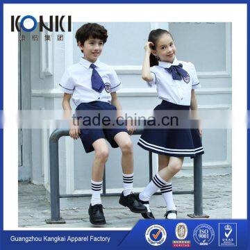 Manufacturers white and dark blue school uniform design for UK primarty