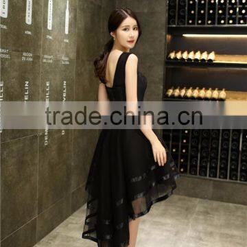2017 Fashion Ladies Black Evening Long Organza Dress for Patry