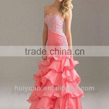 Backless Floor Length Heavy Beaded Red Mermaid Dress photo-2