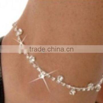 Custom Cupchian Crystal Anklet White Crystal Prong Seting Anklet Five Star Claw Chain Barefoot Jewelry for Summer Holiady photo-3