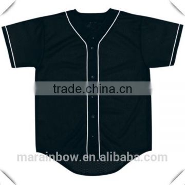 2017 new arrivals hot sale black mesh 100% polyester baseball jersey with contrast piping blank baseball jerseys wholesale