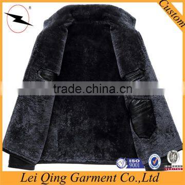 High Quality OEM Latest Designs Real Fur Black Man Leather Jacket photo-5